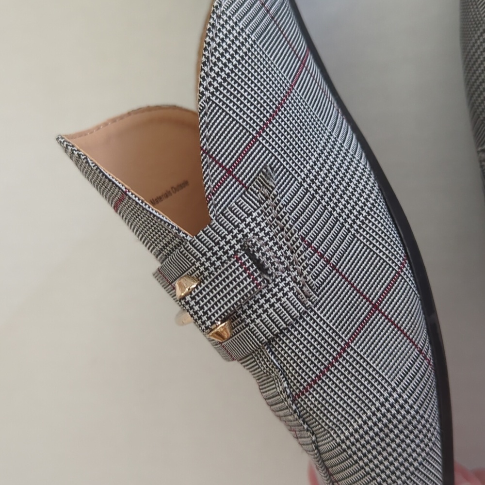 A New Day Plaid Slip-On Mules Flats 8 Gray - Picture 12 of 16